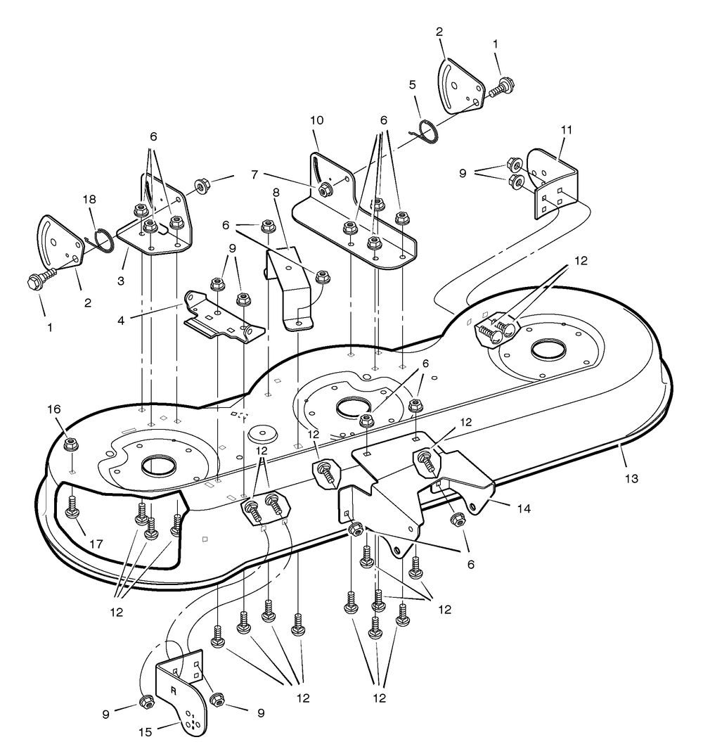 Mower Housing Diagram and Parts List for 461605X99A 2005 Briggs and Stratton Lawn Tractor